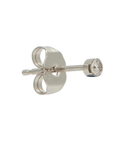 Shop Maria Tash Invisible 14kt White Gold Earring With Diamonds In Silver