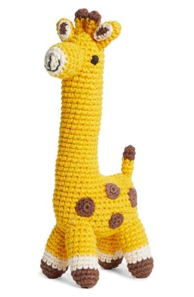 Shop Ware Of The Dog Cotton Crochet Giraffe Squeaky Dog Toy In Yellow