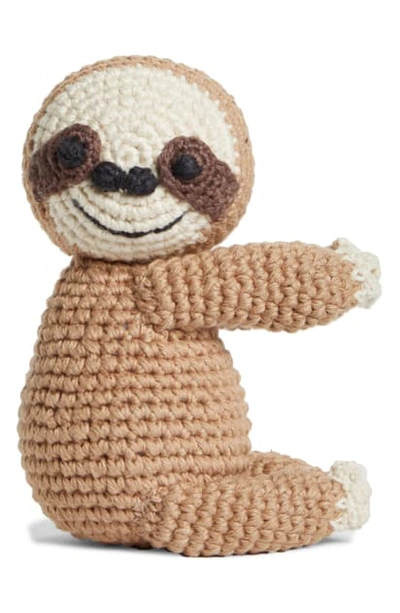 Shop Ware Of The Dog Cotton Crochet Sloth Squeaky Dog Toy In Brown