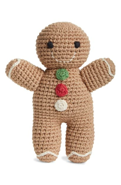 Shop Ware Of The Dog Cotton Crochet Gingerbread Man Squeaky Dog Toy In Brown