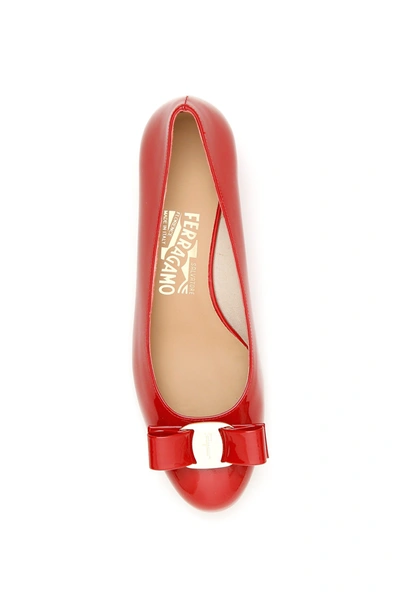 Shop Ferragamo Salvatore  Patent Vara Pumps In Rosso