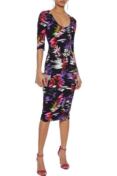 Shop Alice And Olivia Delora Printed Stretch-jersey Midi Dress In Black