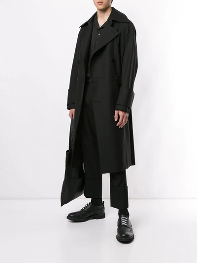 Shop Wooyoungmi Double Breasted Trench Coat In Black