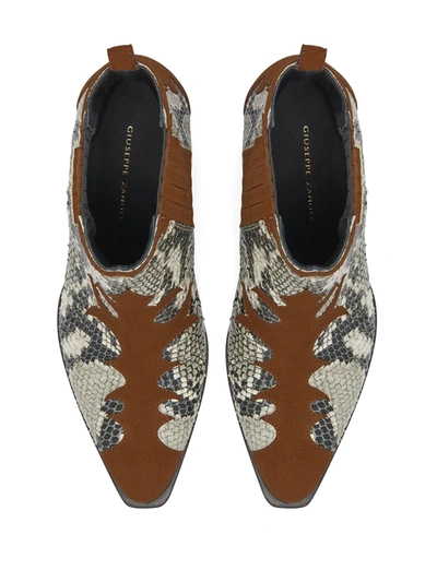Giuseppe Zanotti Snakeskin-effect 55mm Ankle Boots In Brown
