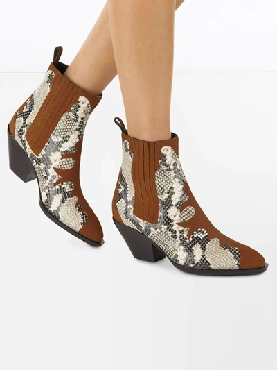 Giuseppe Zanotti Snakeskin-effect 55mm Ankle Boots In Brown