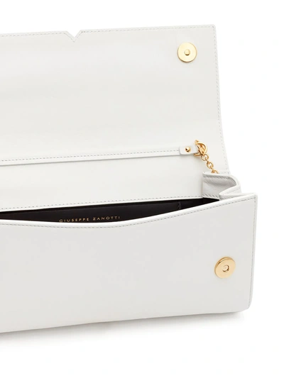 Shop Giuseppe Zanotti Foldover Top Shoulder Bag In White