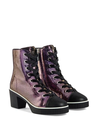 Giuseppe Zanotti Nidir Shimmering Lace-up Boots In Purple