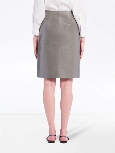 Shop Prada Nappa Leather Skirt In Grey