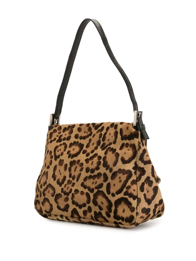 Pre-owned Fendi Mamma Leopard Pattern Handbag In Brown