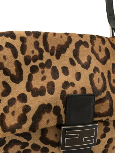 Pre-owned Fendi Mamma Leopard Pattern Handbag In Brown