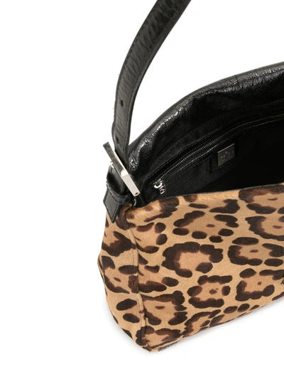 Pre-owned Fendi Mamma Leopard Pattern Handbag In Brown