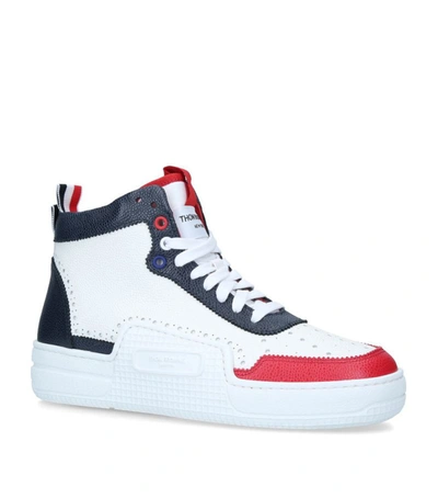 Shop Thom Browne Leather Basketball High-top Sneakers