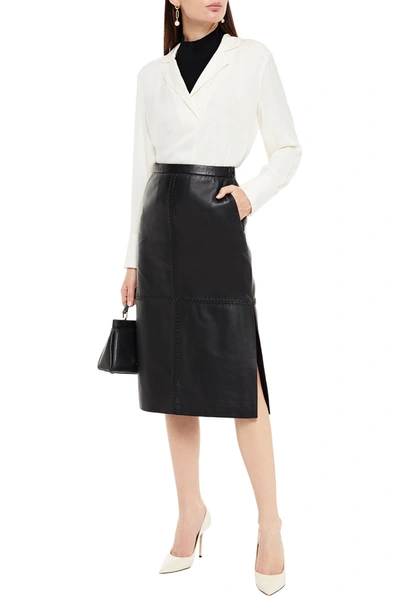 Shop Altuzarra Paneled Leather Skirt In Black
