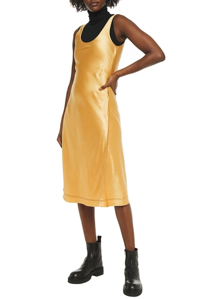 Shop Acne Studios Satin Slip Dress In Saffron
