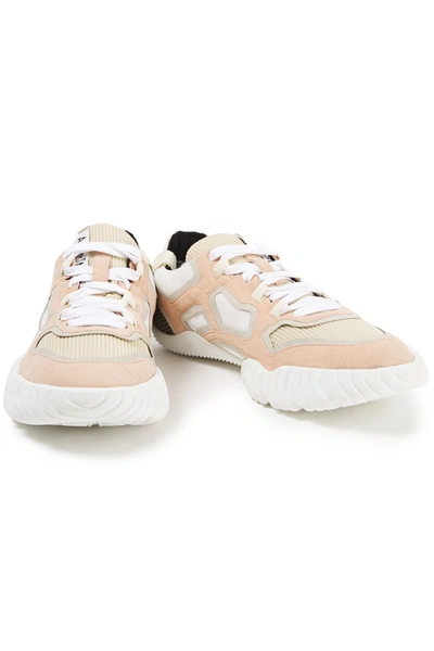 Shop Acne Studios Faux Suede And Mesh Sneakers In Antique Rose