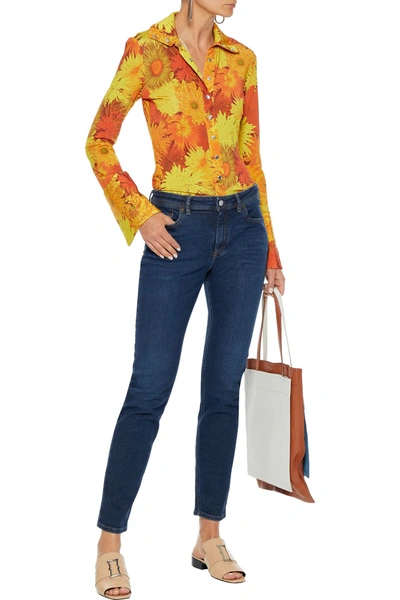 Acne Studios Cropped Mid-rise Skinny Jeans In Dark Denim