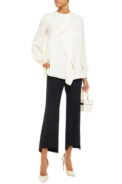 Shop Alexander Mcqueen Draped Silk-satin Blouse In Cream