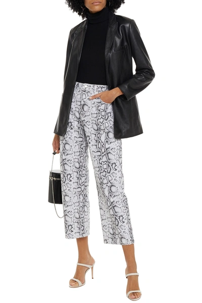 Shop Alexander Wang Cropped Snake-print High-rise Straight-leg Jeans In Animal Print