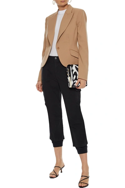 Shop Alice And Olivia Isaac Cropped Cotton-blend Twill Tapered Pants In Black