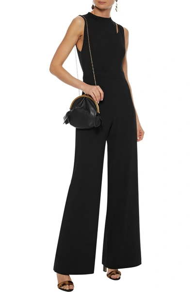 Shop Alice And Olivia Ivy Cutout Cady And Crepe Wide-leg Jumpsuit In Black