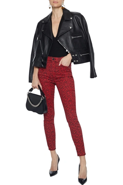 Shop Alice And Olivia Good Leopard-print High-rise Skinny Jeans In Red