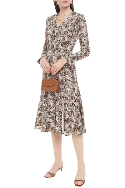 Shop Altuzarra Wrap-effect Printed Silk Crepe De Chine Midi Dress In Animal Print