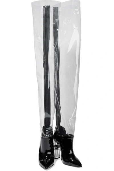 Shop Balmain Inna Pvc And Patent-leather Thigh Boots In Clear