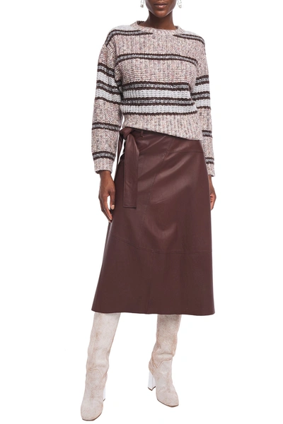 Shop Brunello Cucinelli Sequin-embellished Striped Marled Intarsia-knit Sweater In Blush
