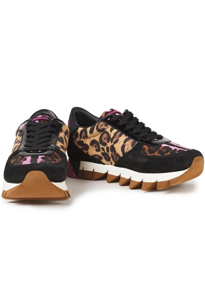 Shop Dolce & Gabbana Capri Leopard-print Basketweave, Neoprene And Suede Sneakers In Animal Print