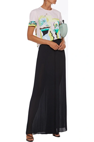 Shop Emilio Pucci Pleated Crepe De Chine Wide-leg Pants In Black