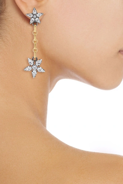 Shop Elizabeth Cole Francis 24-karat Gold And Hematite-plated Swarovski Crystal Earrings In Silver