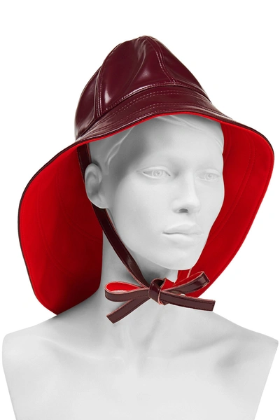 Shop Emilio Pucci Glossed Faux Leather Bucket Hat In Burgundy