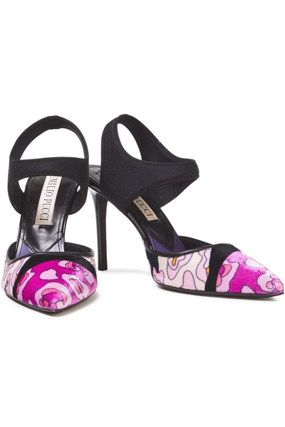 Shop Emilio Pucci Neoprene And Printed Velvet Pumps In Pink