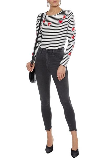 Shop Frame Le High Skinny Cropped High-rise Skinny Jeans In Charcoal