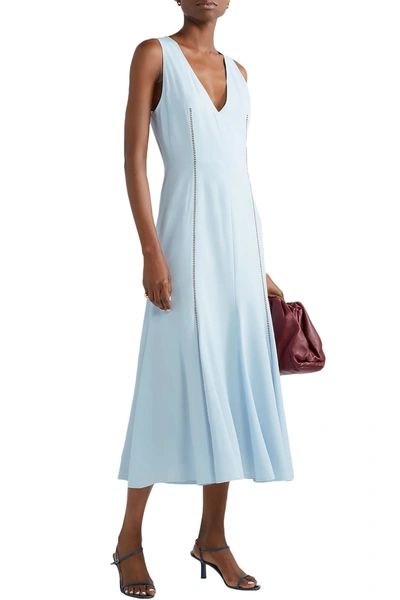 Shop Gabriela Hearst Annabelle Wool And Silk-blend Crepe Midi Dress In Sky Blue