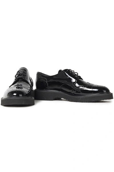 Shop Giuseppe Zanotti Hilary Perforated Patent-leather Brogues In Black
