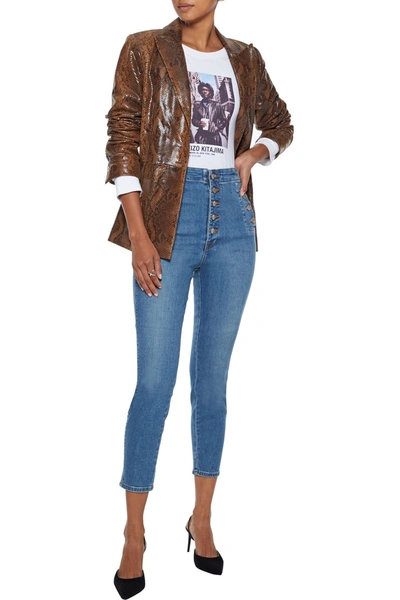 Shop J Brand Cropped High-rise Skinny Jeans In Mid Denim