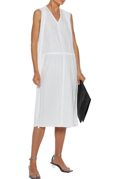 Shop Helmut Lang Layered Crinkled-shell Dress In White