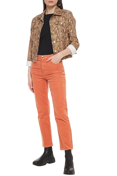 Shop J Brand Corduroy Straight-leg Pants In Orange