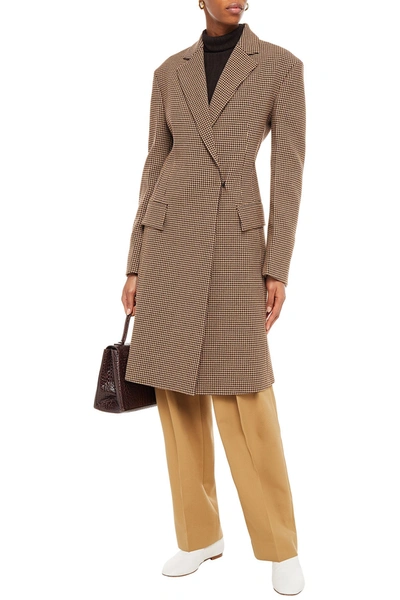 Shop Joseph Double-breasted Houndstooth Woven Coat In Sand