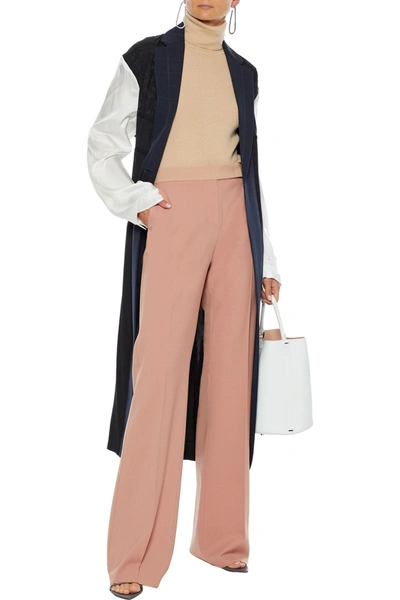 Shop Max Mara Agave Grain De Poudre Wool-blend Bootcut Pants In Blush