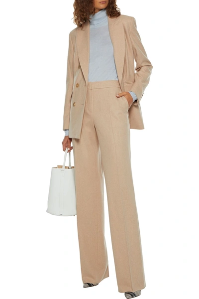 Shop Max Mara Obbia Cashmere And Camel-hair Blend Wide-leg Pants In Sand