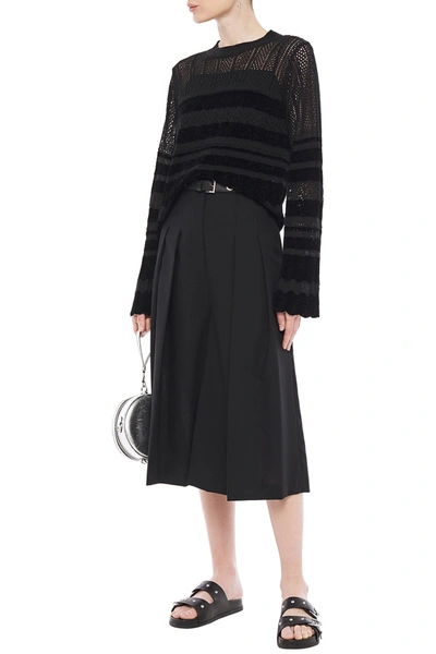 Shop Mcq By Alexander Mcqueen Pleated Wool-twill Culottes In Black
