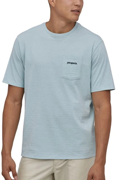 Shop Patagonia Line Logo Ridge Responsibili-tee Pocket T-shirt In Big Sky Blue