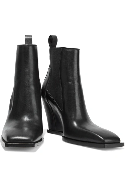 Shop Rick Owens Leather Wedge Ankle Boots In Black