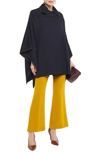 Shop Roland Mouret Alpaca And Wool-blend Twill Cape In Navy