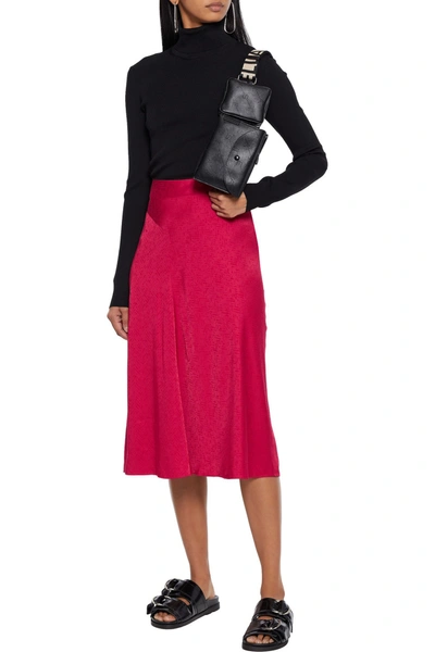 Shop Rag & Bone Letti Satin-jacquard Midi Skirt In Red