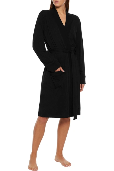 Shop Skin Odiana Pima Cotton-jersey Robe In Black