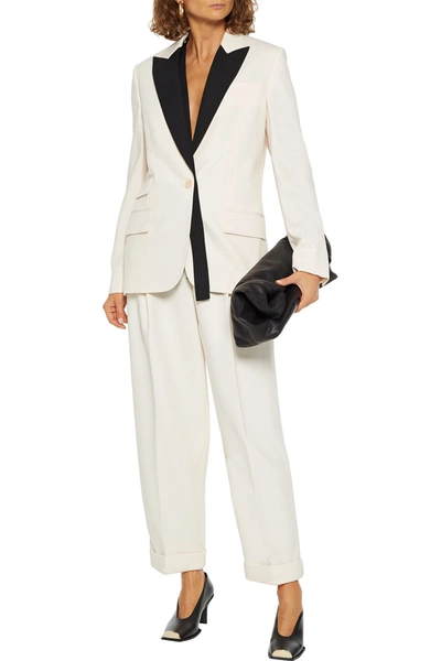 Shop Stella Mccartney Bell Two-tone Wool-twill Blazer In Ivory