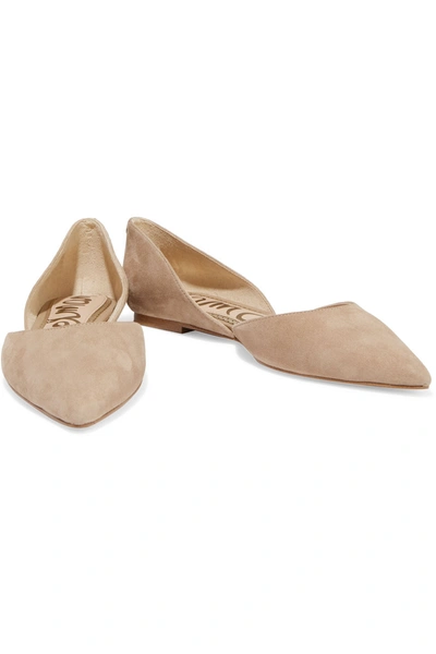 Shop Sam Edelman Rodney Suede Point-toe Flats In Beige